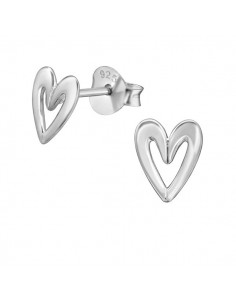Modern Heart Studs - Silver